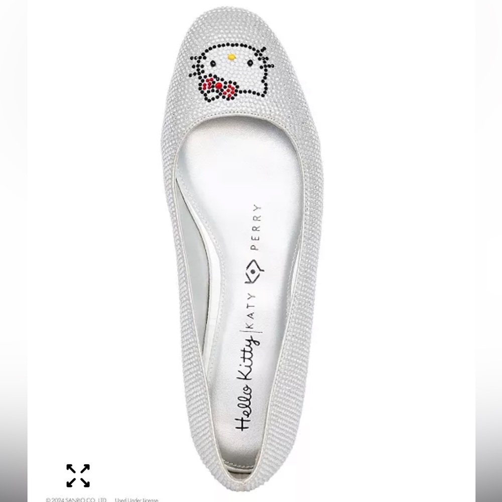 NWOB Katy Perry x Hello Kitty 50th Anniversary Silver Crystal Flats - Size 9.5